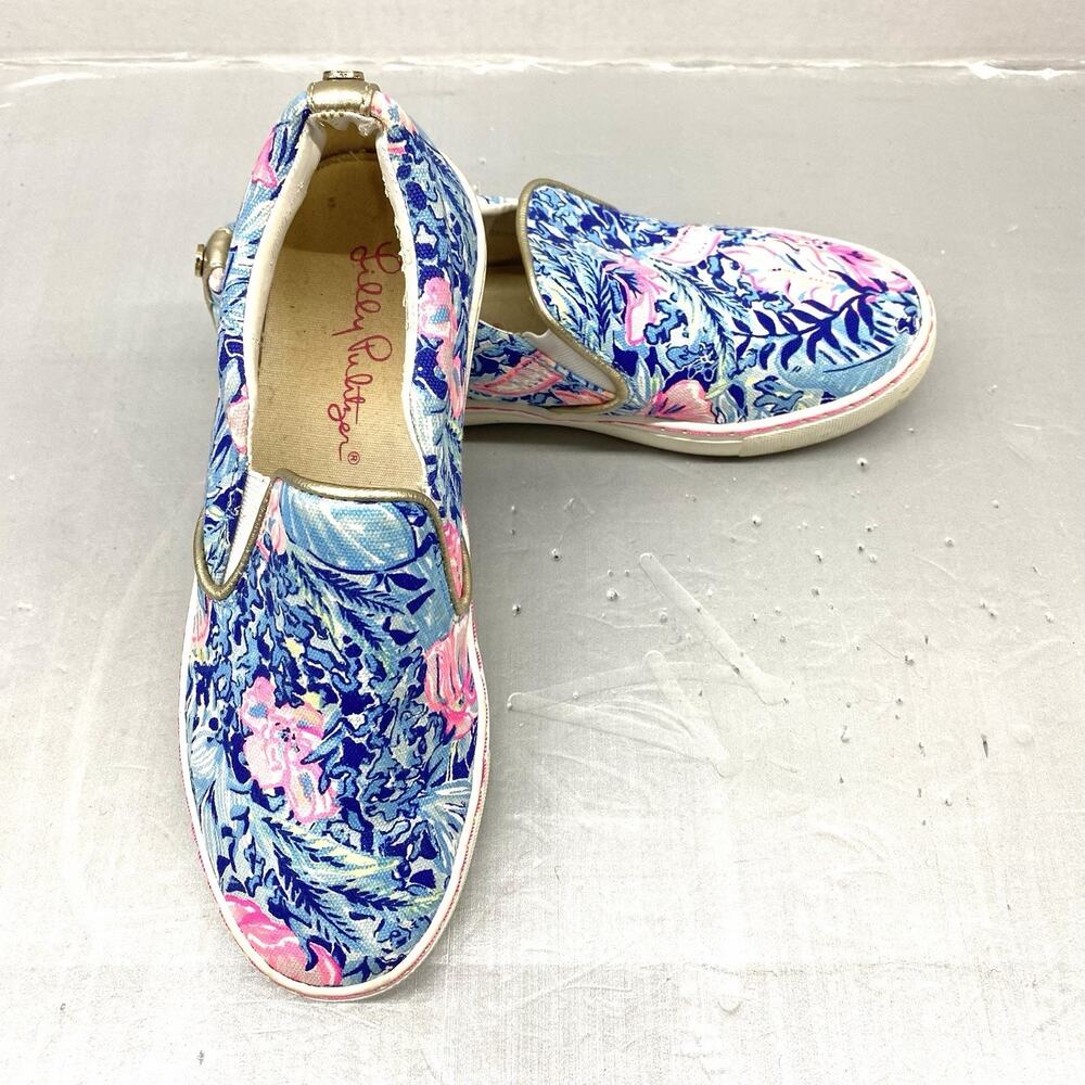 Lilly Pulitzer Julie Slip On Sneakers 6.5 Beach Club Blooms Tropical Floral